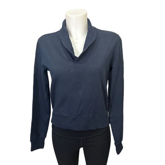 POLO SPORT RALPH LAUREN Navy Vintage y2k pullover Sweater sz M shawl Neckline - Picture 1 of 8